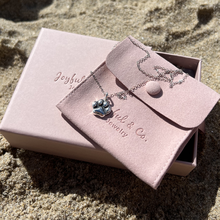 Sterling Silver Dog Paw Necklace – Minimal Paw Print Pendant for Dog Lovers