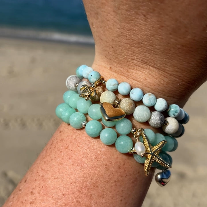 Amazonite Wave Charm Bracelet