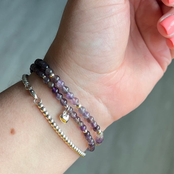 Amethyst Heart Charm Bracelet