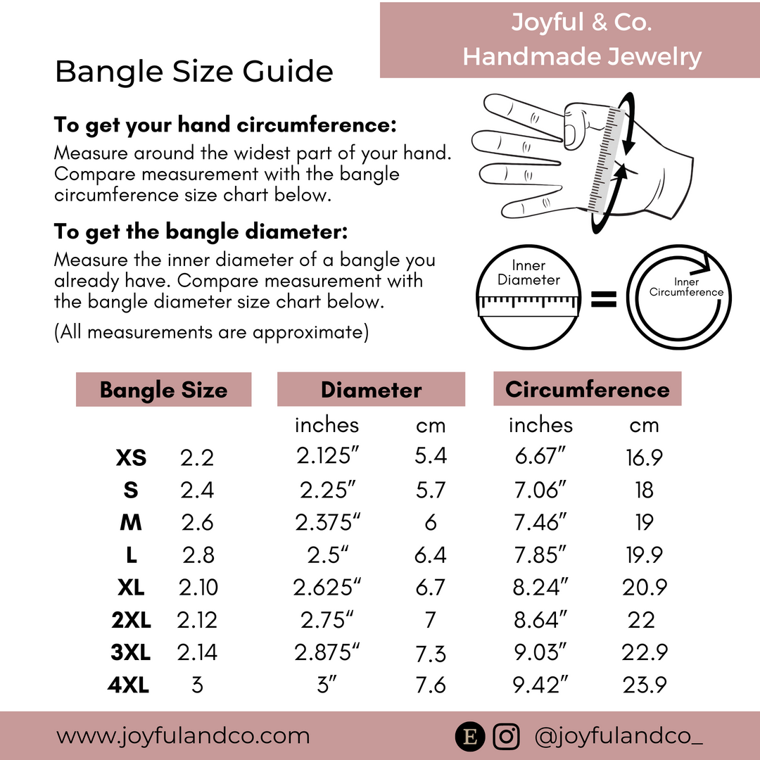 A chart showing how to find bangle bracelet size. 