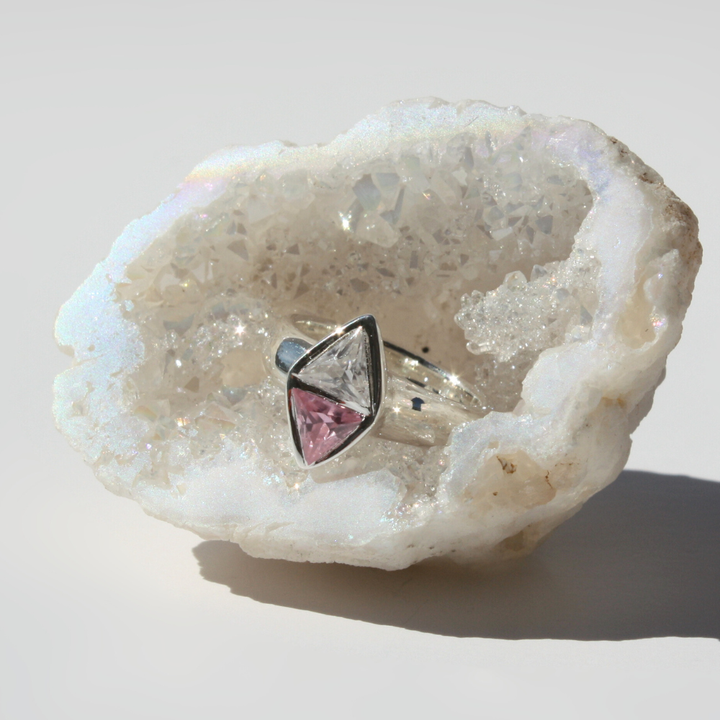 Double Triangle Gemstone Ring