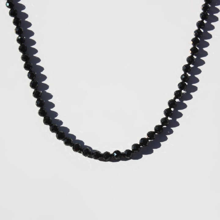 Black Tourmaline Necklace – Hand-Knotted Silk Gemstone Necklace