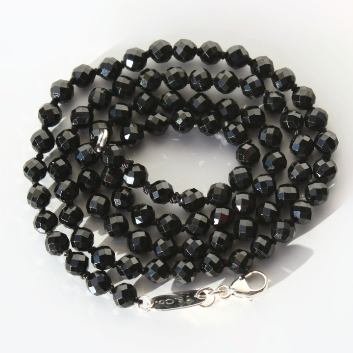 Black Tourmaline Necklace – Hand-Knotted Silk Gemstone Necklace
