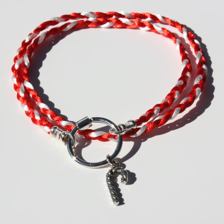 Sterling Silver Braided Charm Bracelet with Carabiner Clasp