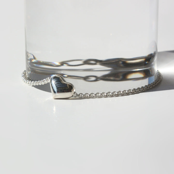 Double Cable Heart Bracelet Silver