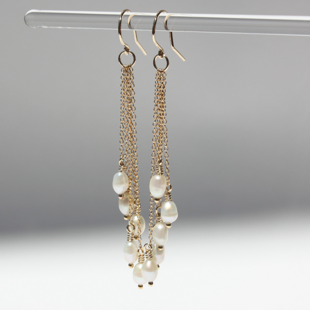 Pearl Cluster Drop Earrings