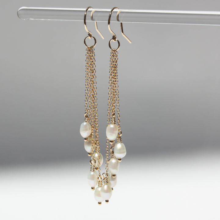 Pearl Cluster Drop Earrings