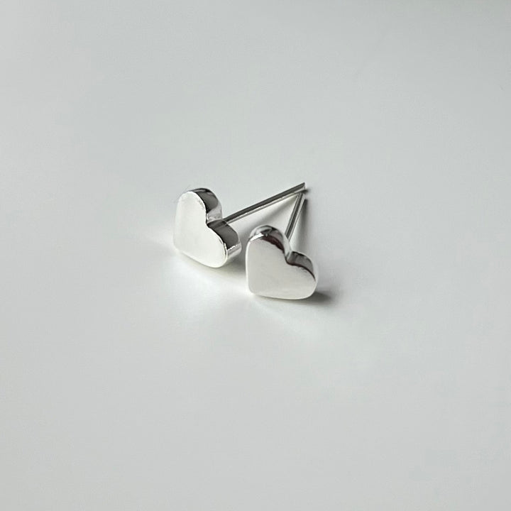 Flat Heart Stud Earrings