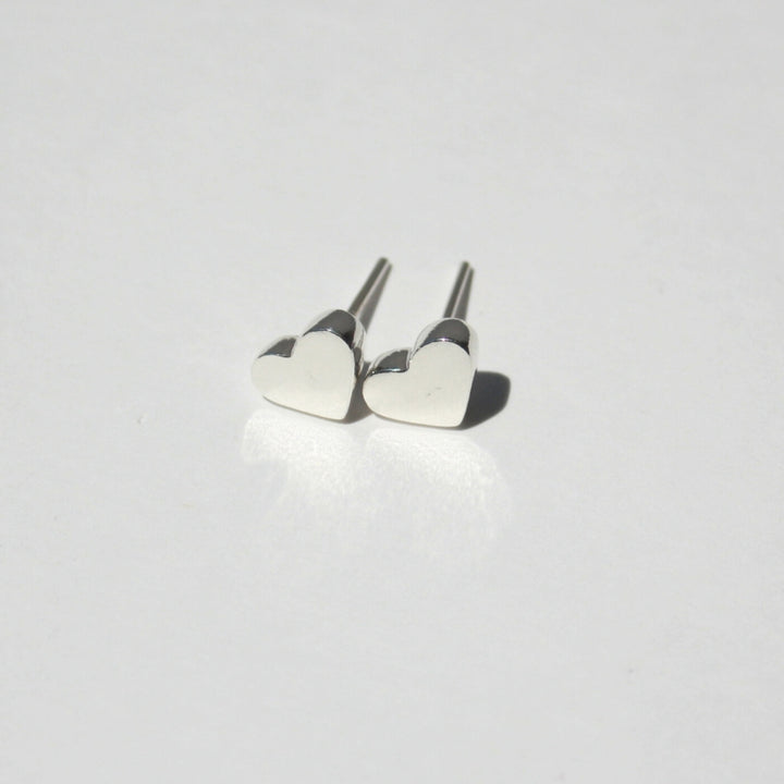 Flat Heart Stud Earrings