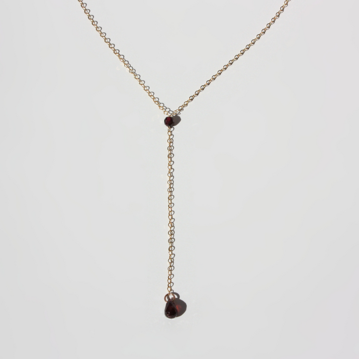 Garnet Lariat Necklace