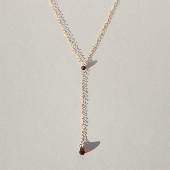 Garnet Lariat Necklace