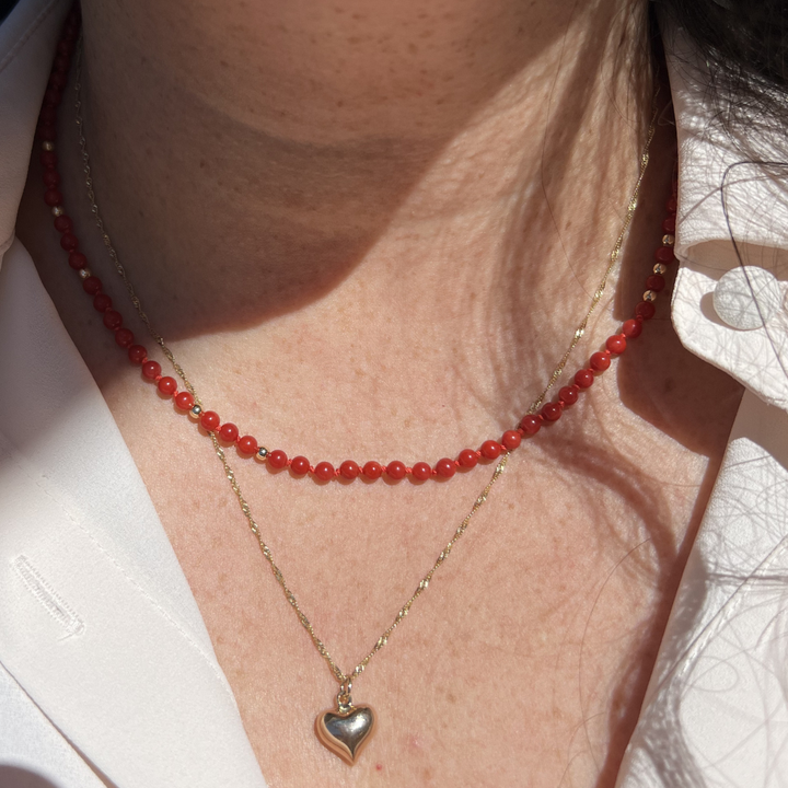 Genuine Red Coral Necklace - Hand-Knotted in Silk