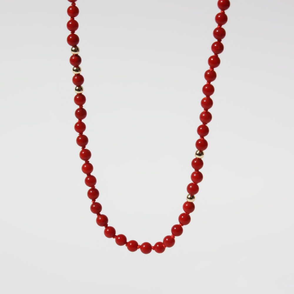 Genuine Red Coral Necklace - Hand-Knotted in Silk