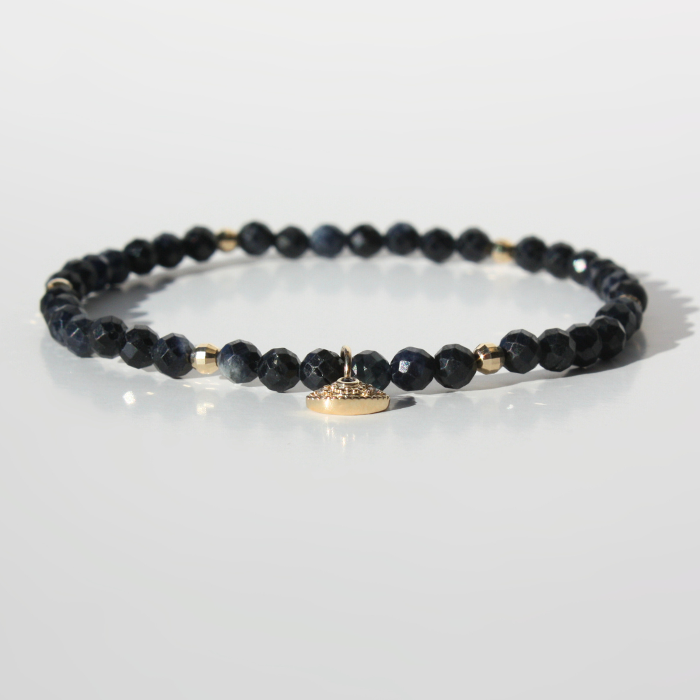 14K Gold Sapphire Charm Bracelet