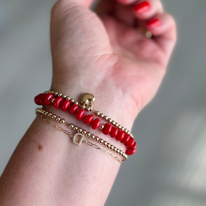 Red Coral Fossil Bracelet