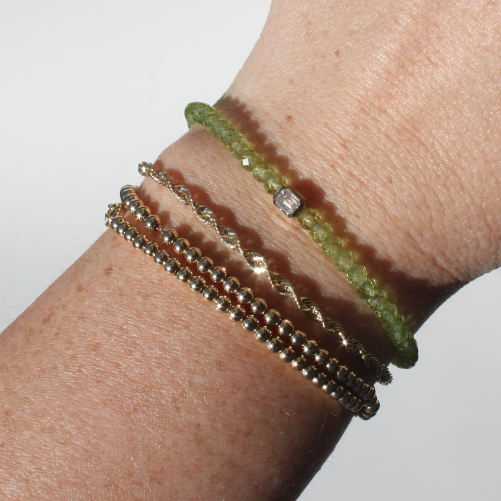 14K Gold Peridot And Diamond Bracelet