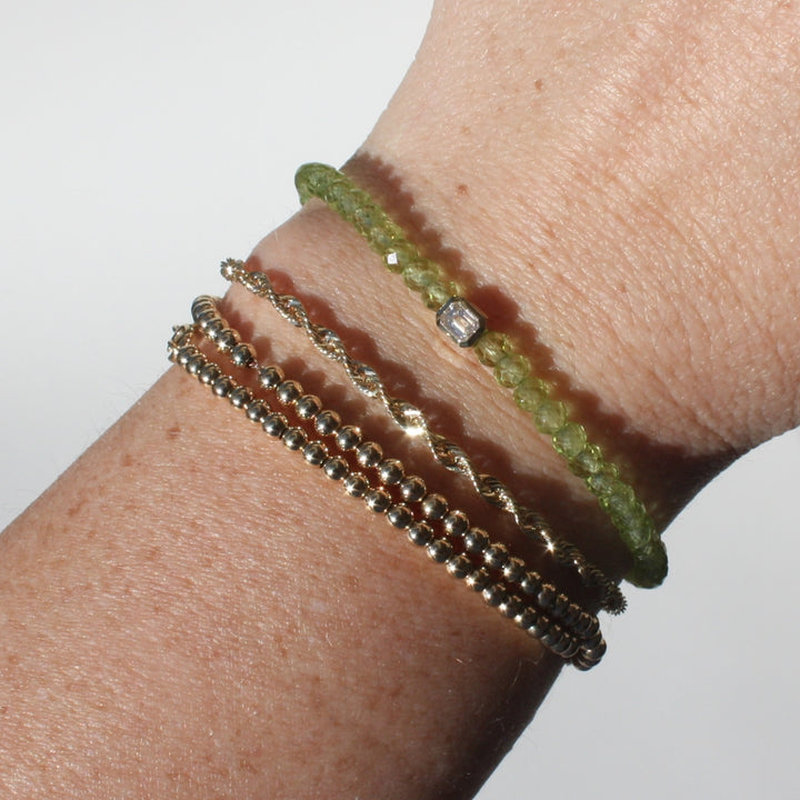 14K Gold Peridot And Diamond Bracelet