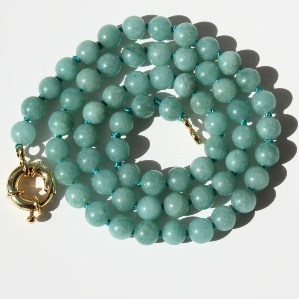 Green Quartz Necklace - Modular 18k Gold Filled Spring Clasp, Hand-Knotted Silk