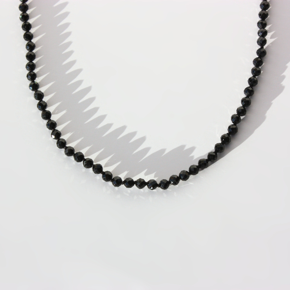 Black Tourmaline Necklace – Hand-Knotted Silk Gemstone Necklace