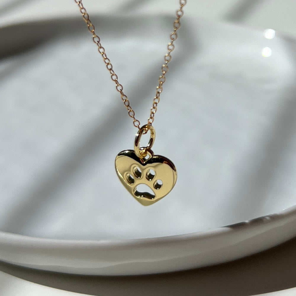 Heart Dog Paw Necklace