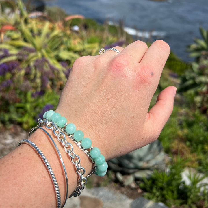 Amazonite Wave Charm Bracelet