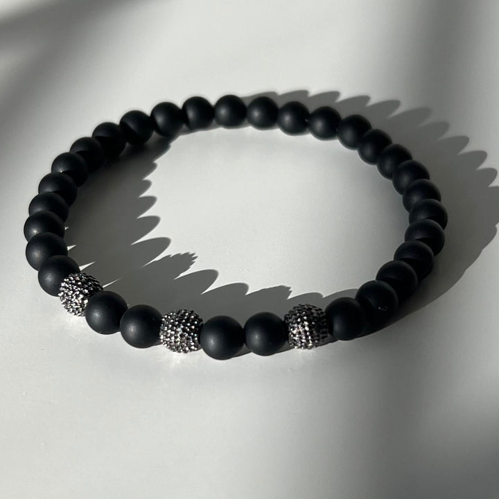 Gunmetal Plated Matte Onyx Bracelet