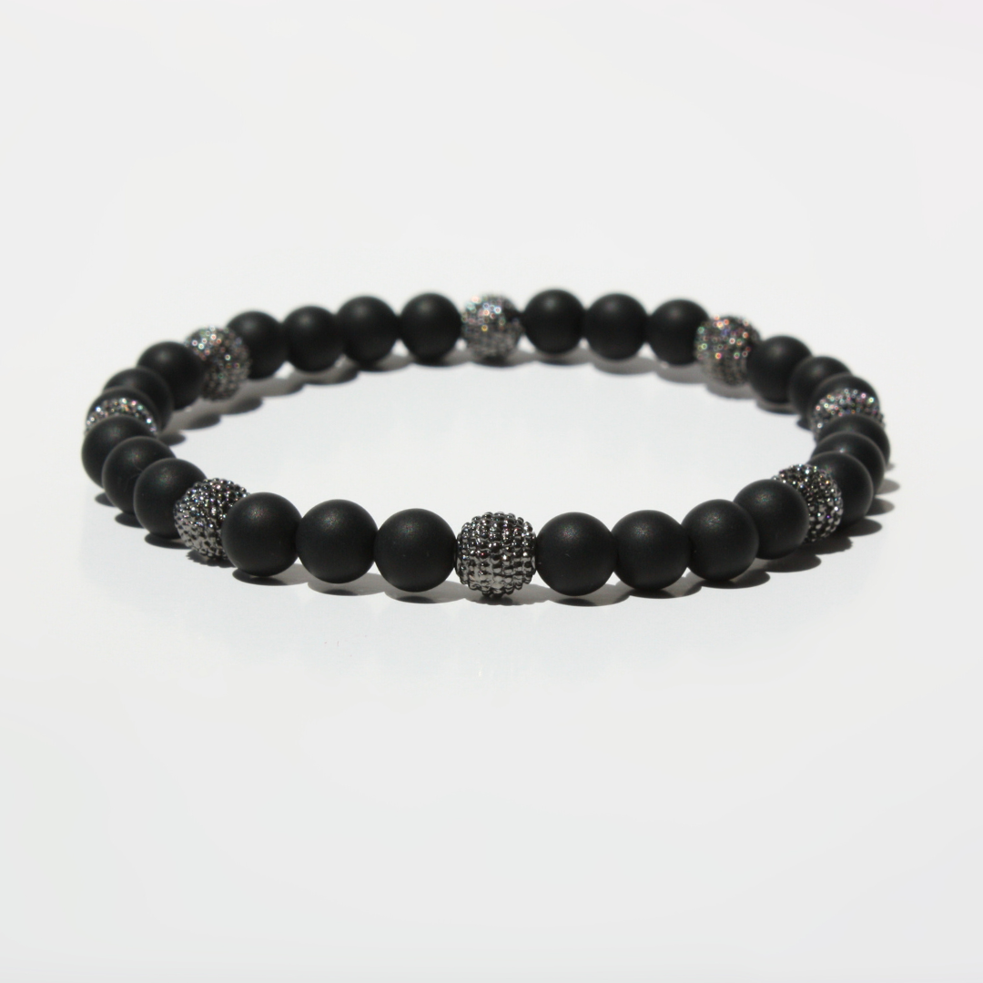 Gunmetal Plated Matte Onyx Bracelet