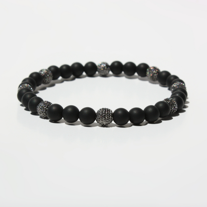 Gunmetal Plated Matte Onyx Bracelet