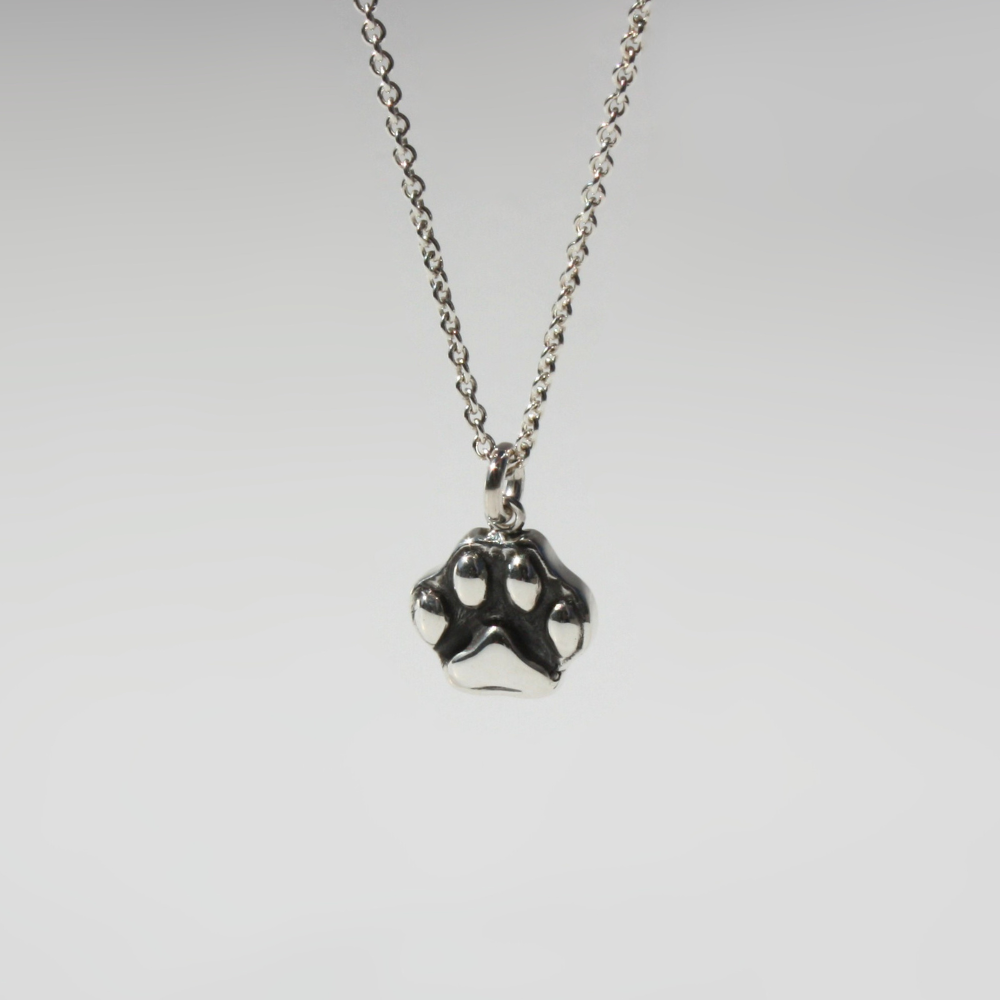 Sterling Silver Dog Paw Necklace – Minimal Paw Print Pendant for Dog Lovers