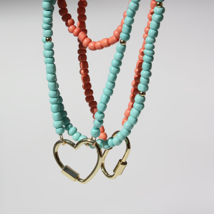 Modular Beaded Multi-Way Wrap Necklace - 48 Inch Long-Strand with Gold Filled Carabiner Clasp