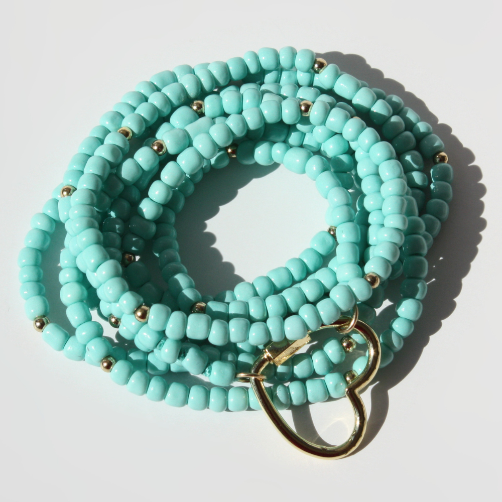Modular Beaded Multi-Way Wrap Necklace - 48 Inch Long-Strand with Gold Filled Carabiner Clasp