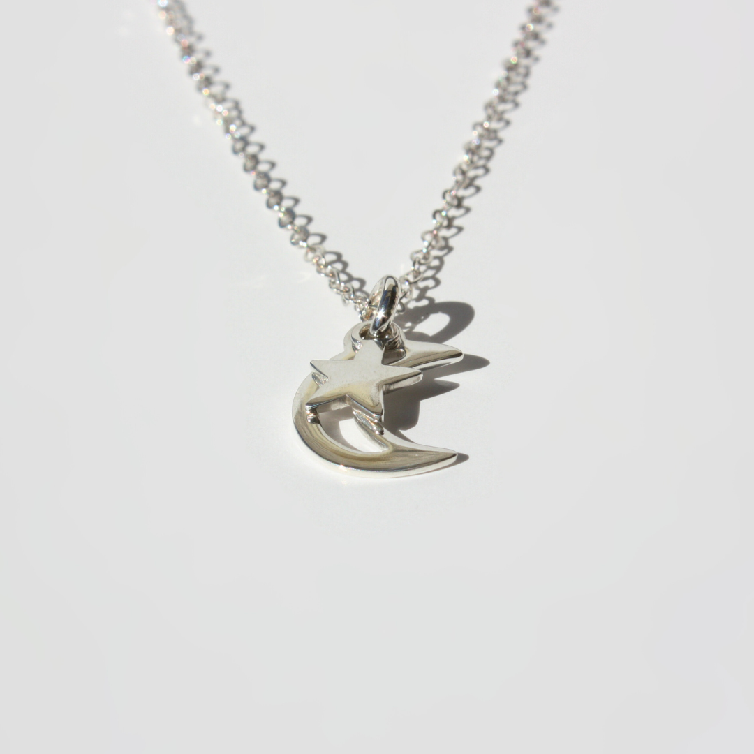 Moon And Star Necklace Silver