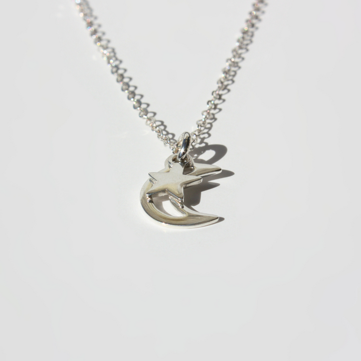 Moon And Star Necklace Silver