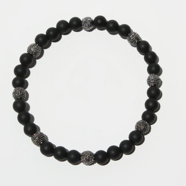 Gunmetal Plated Matte Onyx Bracelet