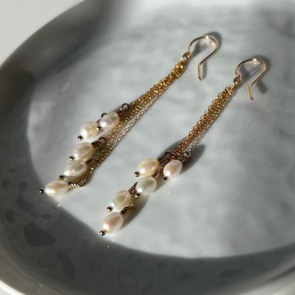 Pearl Cluster Drop Earrings