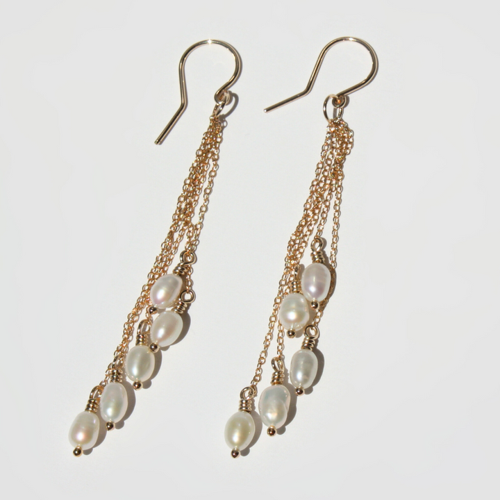 Pearl Cluster Drop Earrings