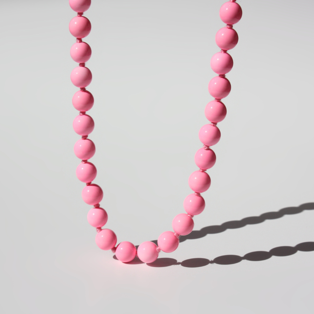 Bubble Gum Pink Beaded Necklace - Modular 18k Gold Filled Spring Clasp