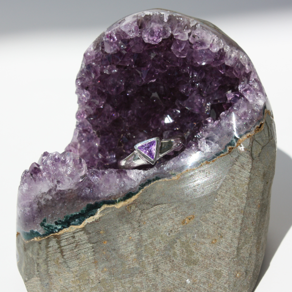 Purple Triangle Gemstone Ring