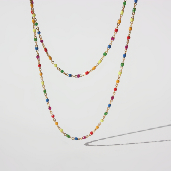 Enamel Necklace Gold