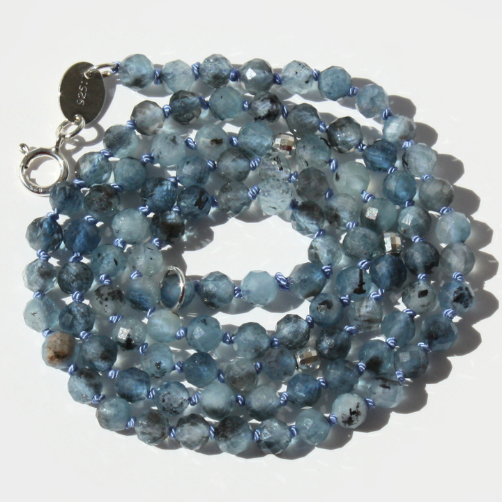 Rare Santa Maria Aquamarine Necklace - Faceted Deep Blue Gems with Sterling Silver Accents