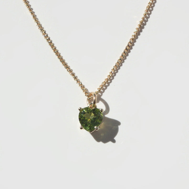 14K Gold Peridot Heart Necklace