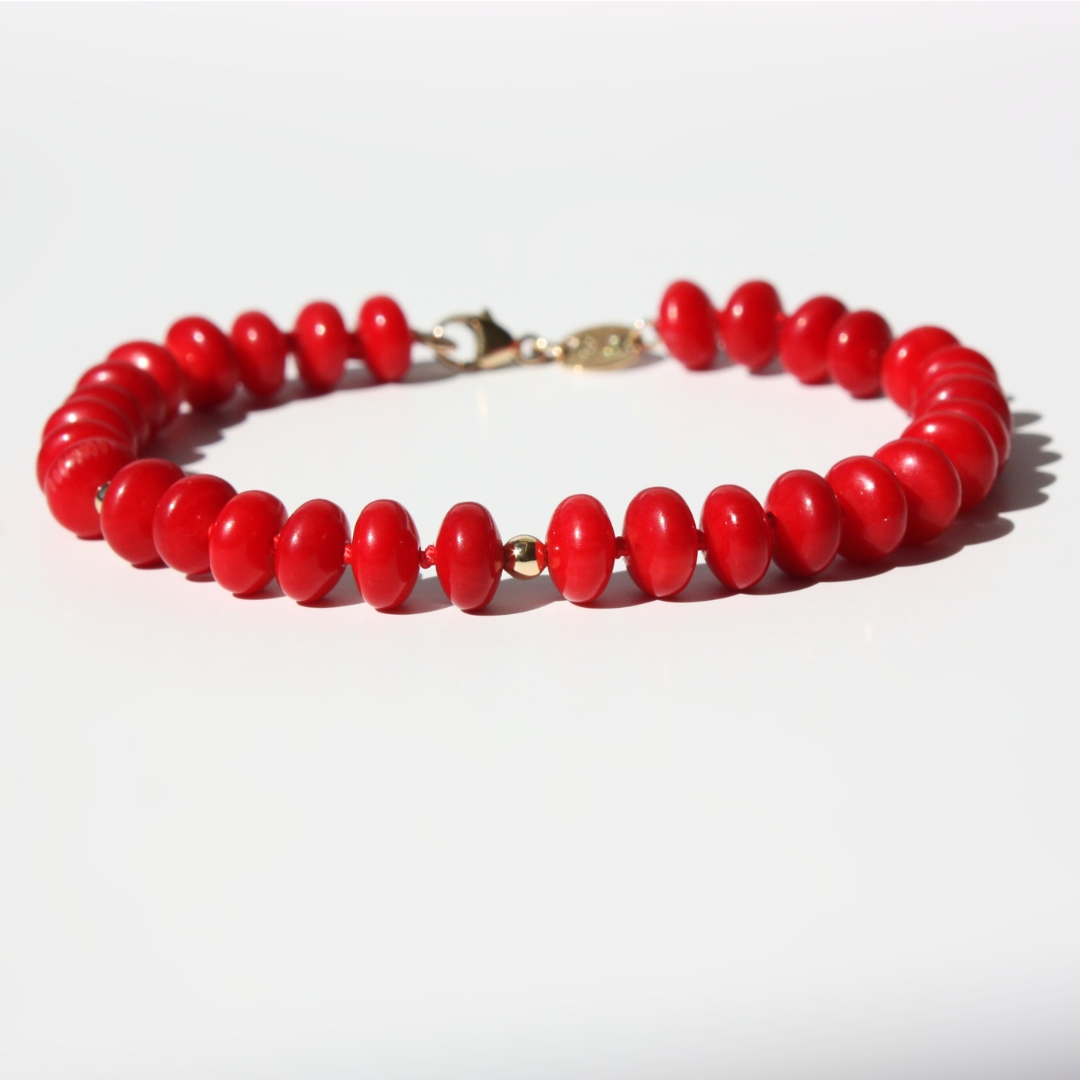 Red Coral Fossil Bracelet