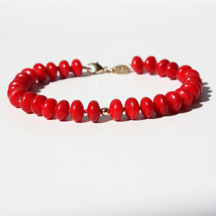 Red Coral Fossil Bracelet