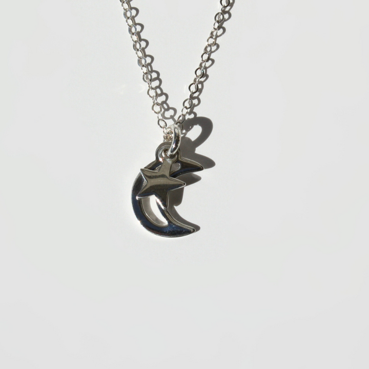 Moon And Star Necklace Silver