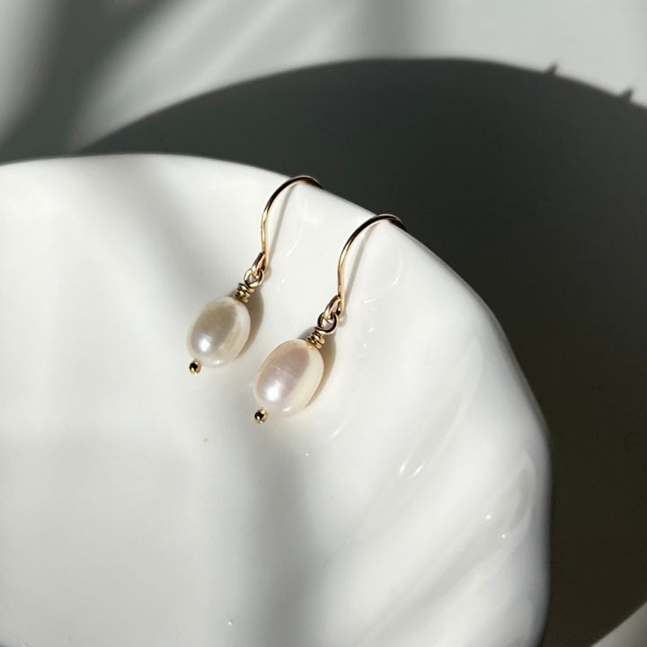 Single Pearl Drop Earrings