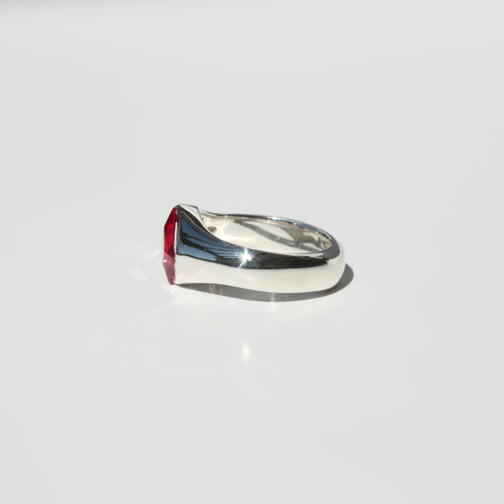 Pure Silver Square Gemstone Ring