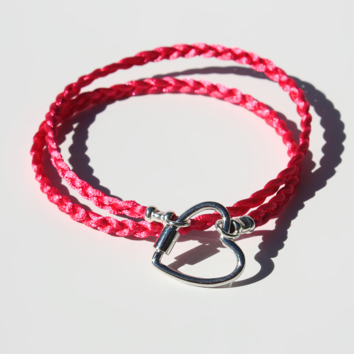 Sterling Silver Braided Charm Bracelet with Carabiner Clasp