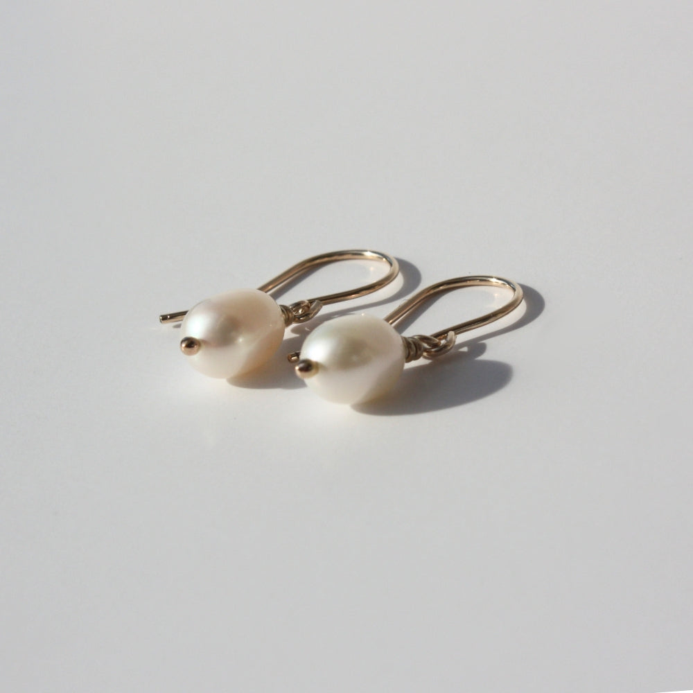 Single Pearl Drop Earrings