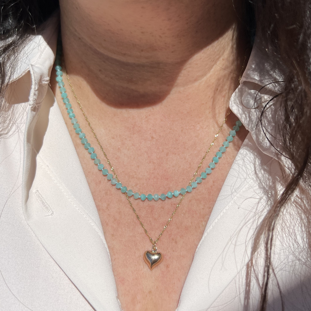 Amazonite Necklace - Hand-Knotted Silk 4mm Faceted Rondelle